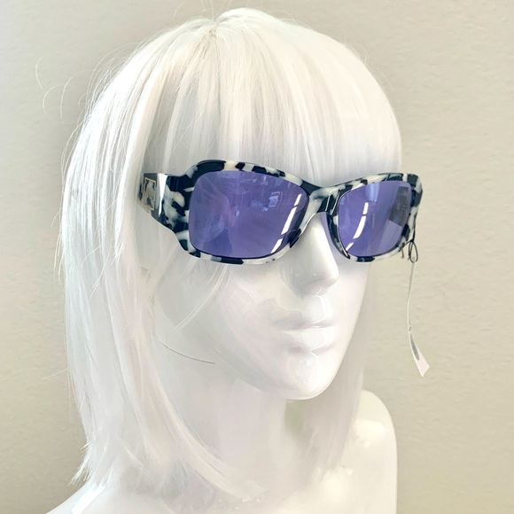 Anthropologie Accessories - INDY Maui Sunglasses in Black White Marble Tortoise Blue Lens Anthropologie